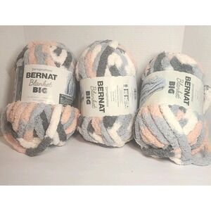 Lot of 3 Yarnspirations Bernat Blanket Big Yarn Silver Lining 32 Yrds 10.5oz NEW